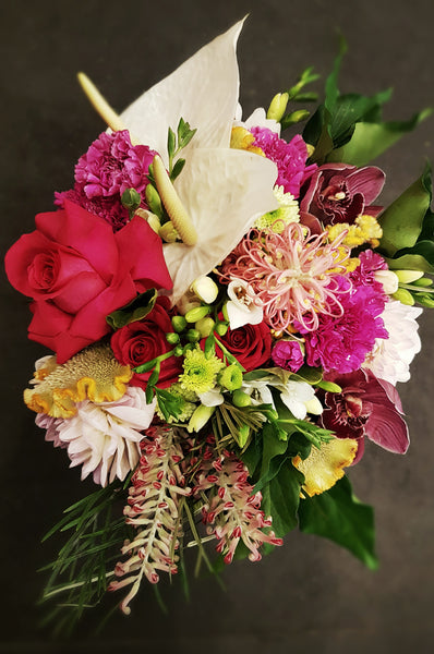 Bloom Box, Flower Box, Hat Box - Be brave and send something a little different! Choose our signature Eclectic Bloom Box and have our designers put together an unusual mix of textures and colours with some of the seasons best blooms.